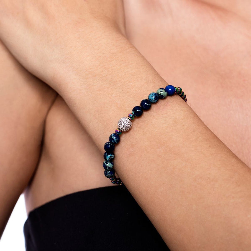 Atlantide | Licorne Argent | Bracelet de pierres précieuses de mer en cristal