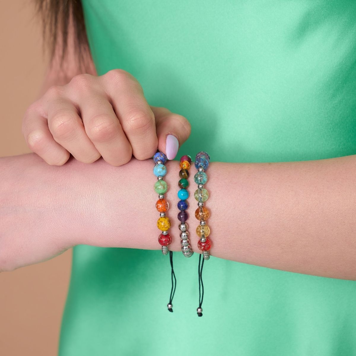 chakra | Argent | Bracelet d'expression de pierres précieuses