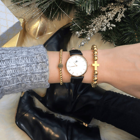 Charismatique | Or 18 carats | Cristaux de zircone cubique noire | Bracelet Expression