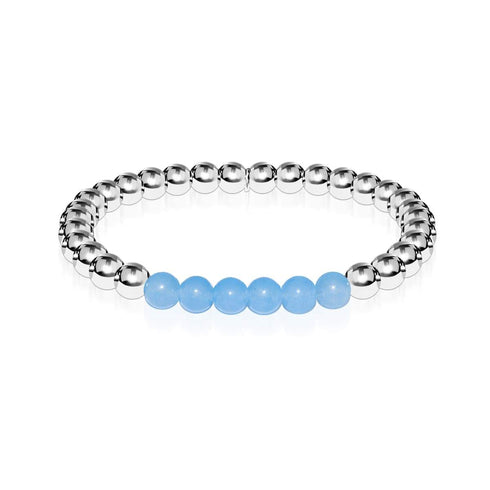 Coy | Argent | Aigue-marine | Bracelet d'expression de pierres précieuses