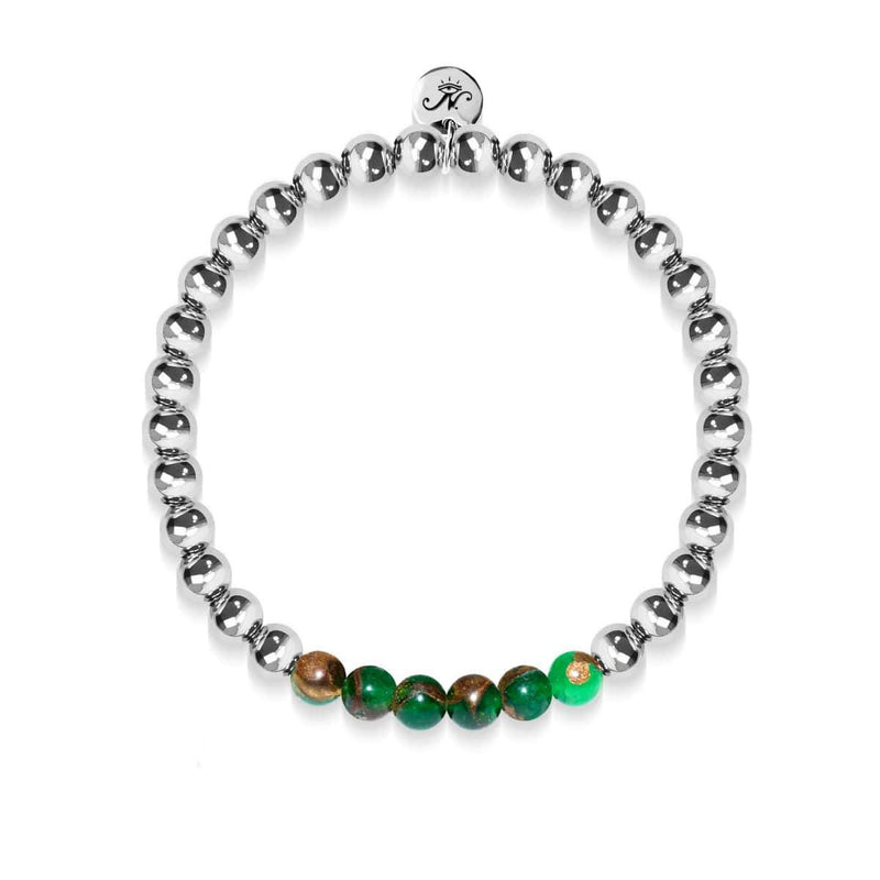 Rêveur | Argent | Nouvelle Agate verte | Bracelet d'expression de pierres précieuses