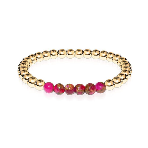 Inspiré | Or 18 carats | Nouvelle Agate Rouge | Bracelet d'expression de pierres précieuses