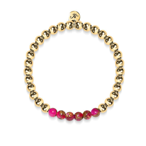 Inspiré | Or 18 carats | Nouvelle Agate Rouge | Bracelet d'expression de pierres précieuses
