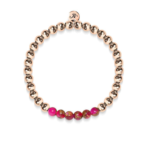Inspiré | Or rose 18 carats | Nouvelle Agate Rouge | Bracelet d'expression de pierres précieuses