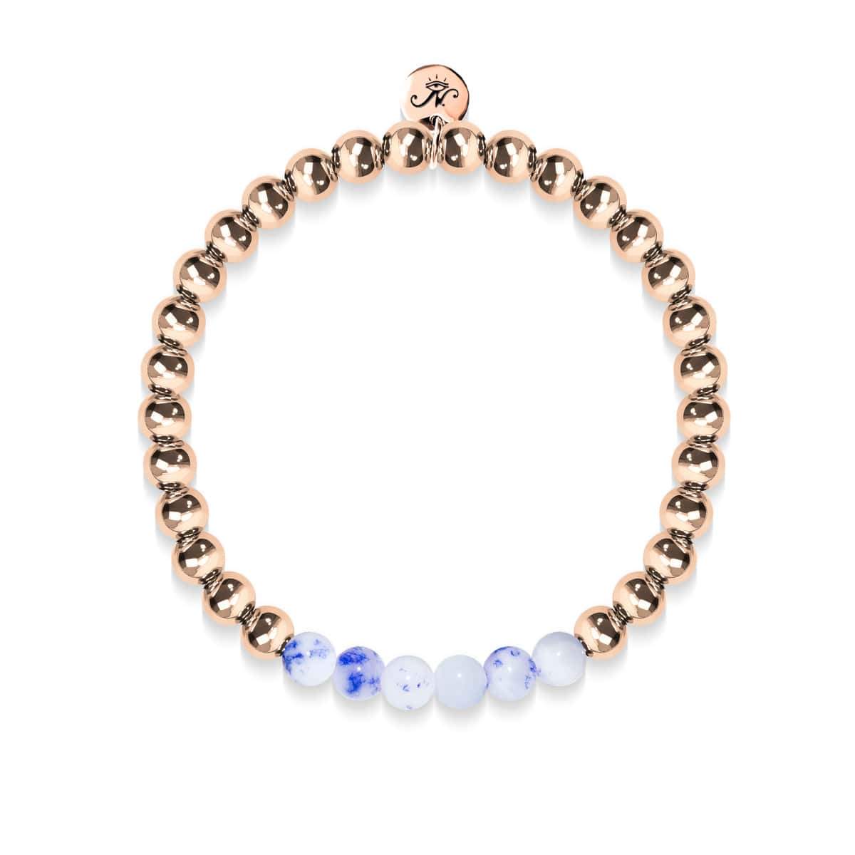 Joyeux | Or rose 18 carats | Jade Porcelaine | Bracelet d'expression de pierres précieuses