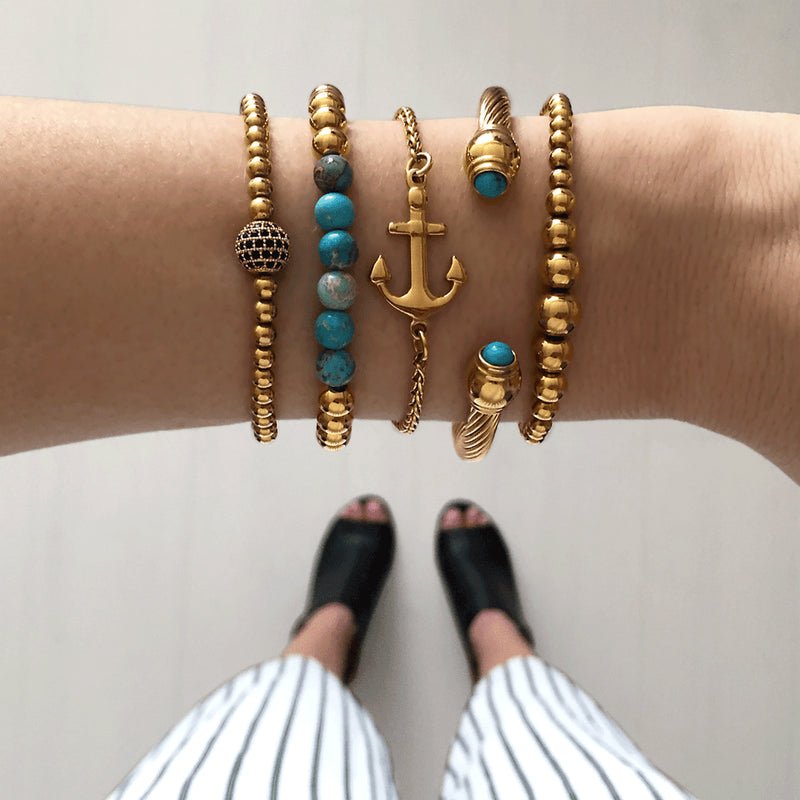 Jubilatoire | Or 18 carats | Pierre précieuse empereur bleu foncé | Bracelet Expression