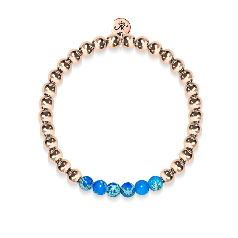 Jubilatoire | Or rose 18 carats | Pierre précieuse empereur bleu foncé | Bracelet Expression