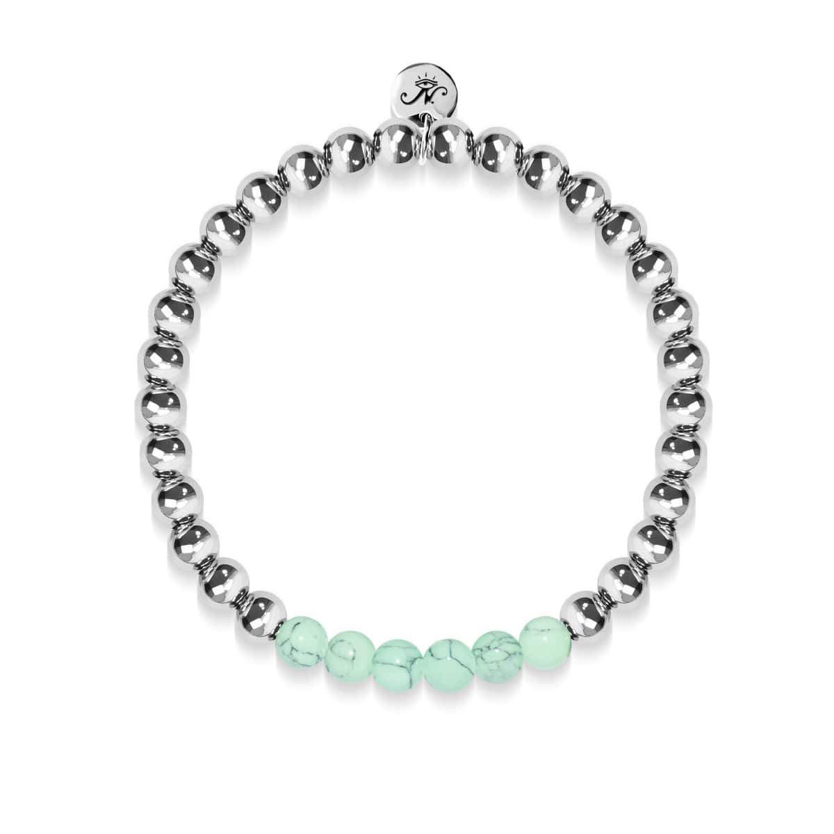 Fier | Argent | Vert Turquoise | Bracelet d'expression de pierres précieuses