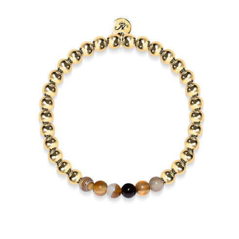 Satisfaction | Or 18 carats | Agate Ligne Grise | Bracelet d'expression de pierres précieuses