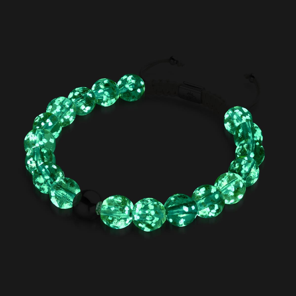 Albâtre | Argent | Bracelet macramé verre luciole