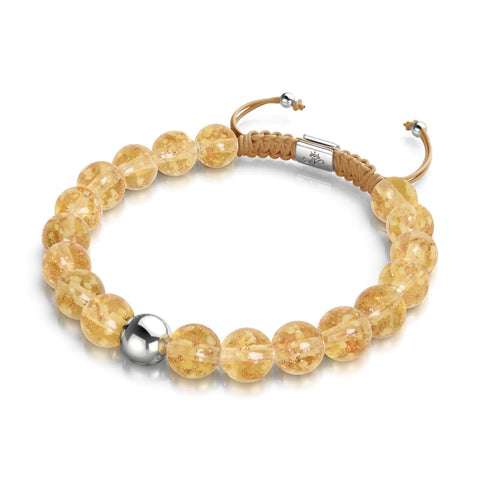 Ambre | Argent | Bracelet macramé verre luciole