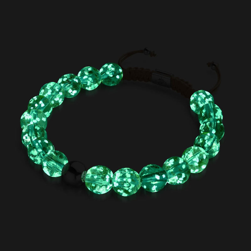 Ambre | Argent | Bracelet macramé verre luciole