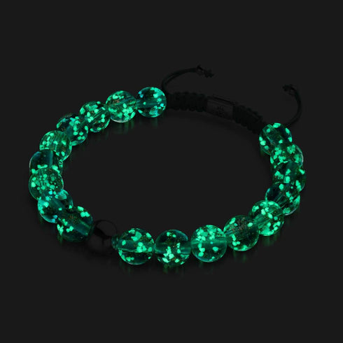 Bleu arctique | Argent | Bracelet macramé verre luciole