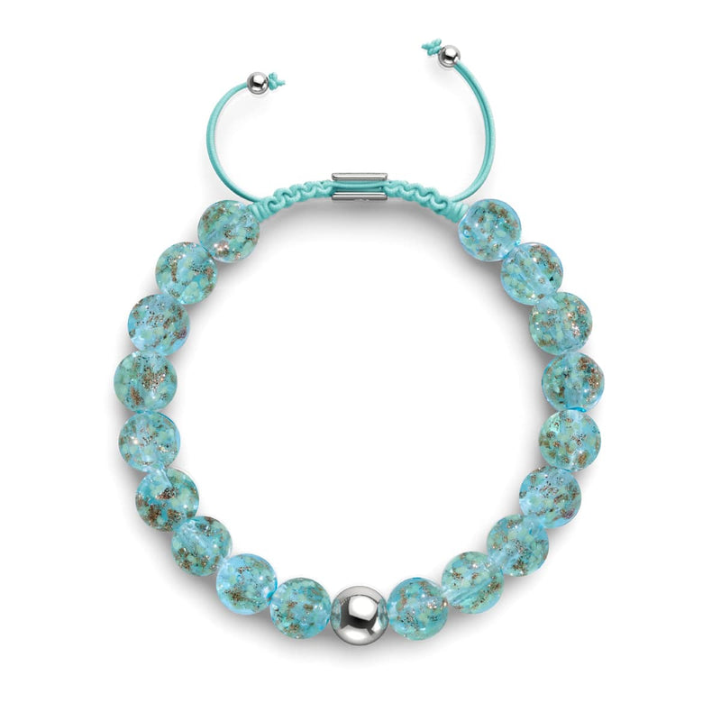 Bleu arctique | Argent | Bracelet macramé verre luciole