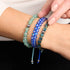 Bleu arctique | Argent | Bracelet macramé verre luciole