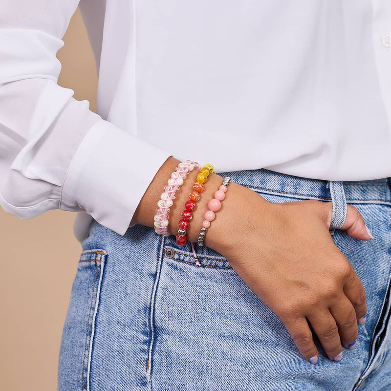 Rêve de chewing-gum | Eau de rose x Ivoire | Bracelet Verre Double Luciole