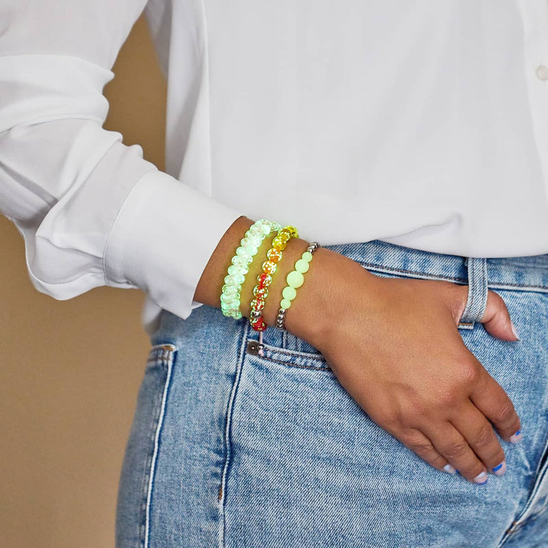 Rêve de chewing-gum | Eau de rose x Ivoire | Bracelet Verre Double Luciole