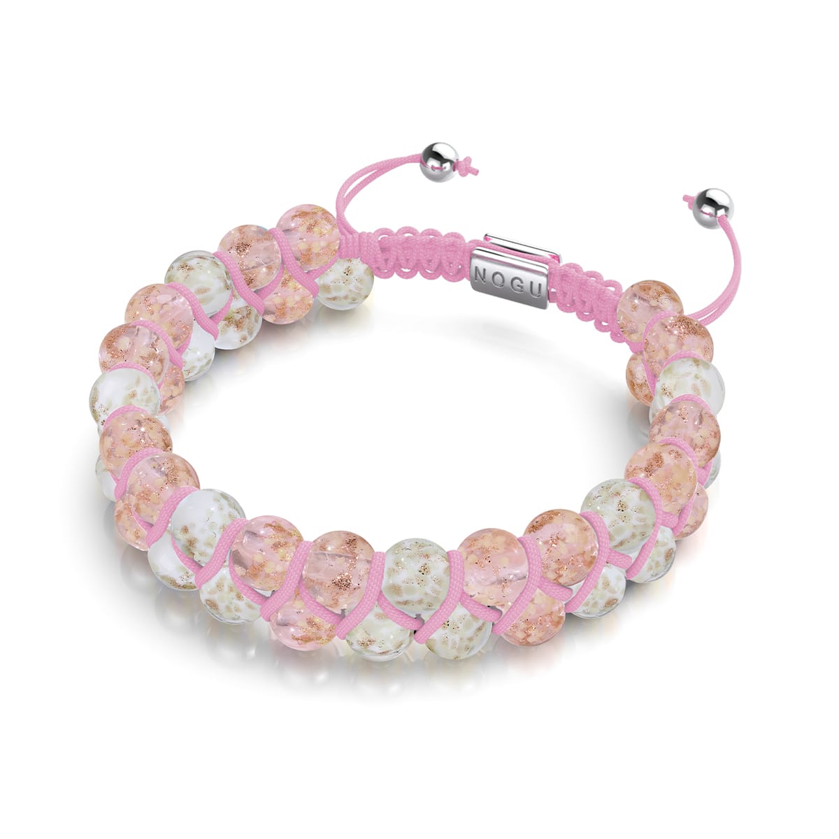 Rêve de chewing-gum | Eau de rose x Ivoire | Bracelet Verre Double Luciole