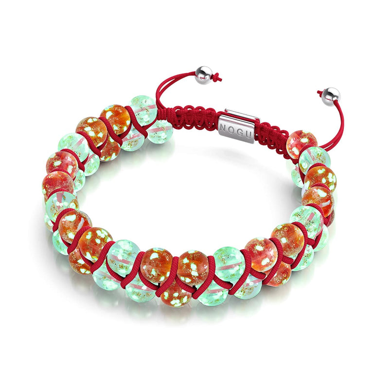 Canne en bonbon | Pourpre x Ivoire | Bracelet Verre Double Luciole