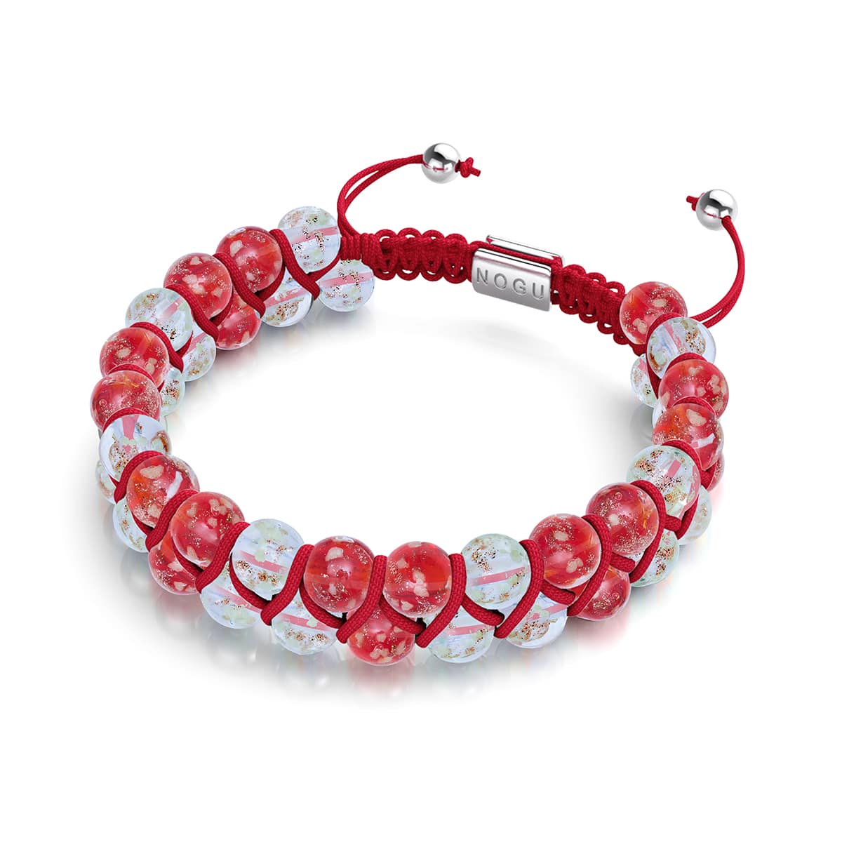 Canne en bonbon | Pourpre x Ivoire | Bracelet Verre Double Luciole