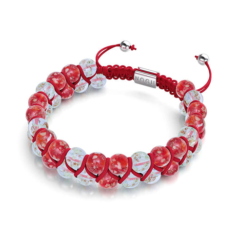 Canne en bonbon | Pourpre x Ivoire | Bracelet Verre Double Luciole