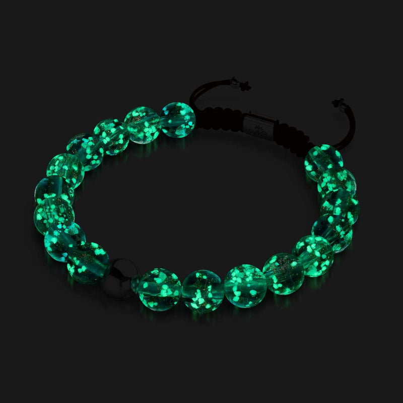 Chocolat | Argent | Bracelet macramé verre luciole