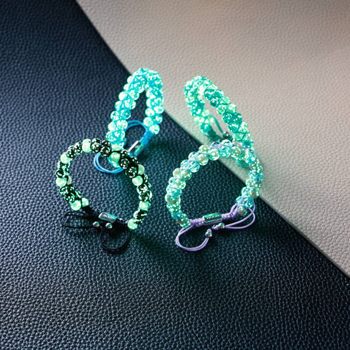 Biscuits et crème | Obsidienne x Ivoire | Bracelet Verre Double Luciole