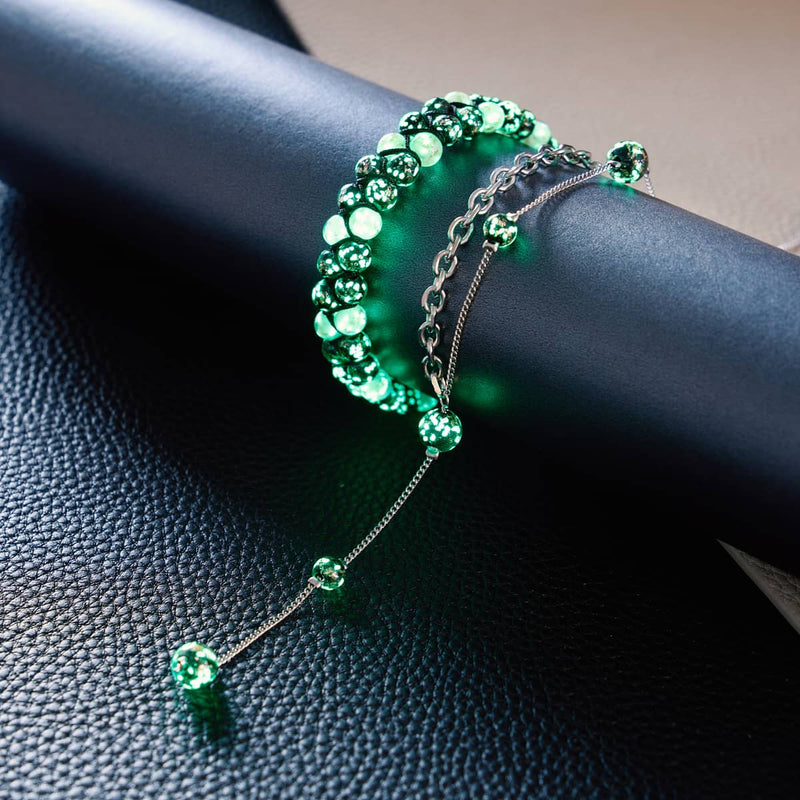 Biscuits et crème | Obsidienne x Ivoire | Bracelet Verre Double Luciole