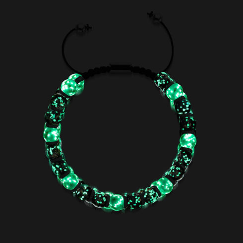 Biscuits et crème | Obsidienne x Ivoire | Bracelet Verre Double Luciole