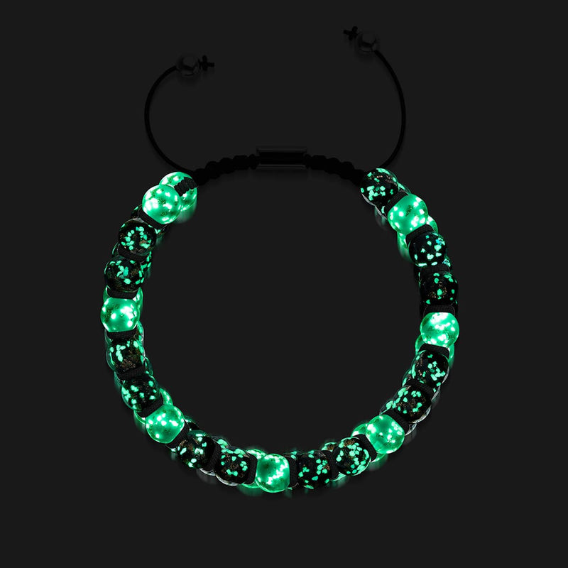 Biscuits et crème | Obsidienne x Ivoire | Bracelet Verre Double Luciole