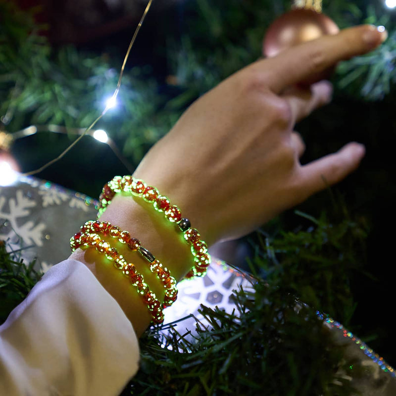 Pourpre | Argent | Bracelet macramé verre luciole