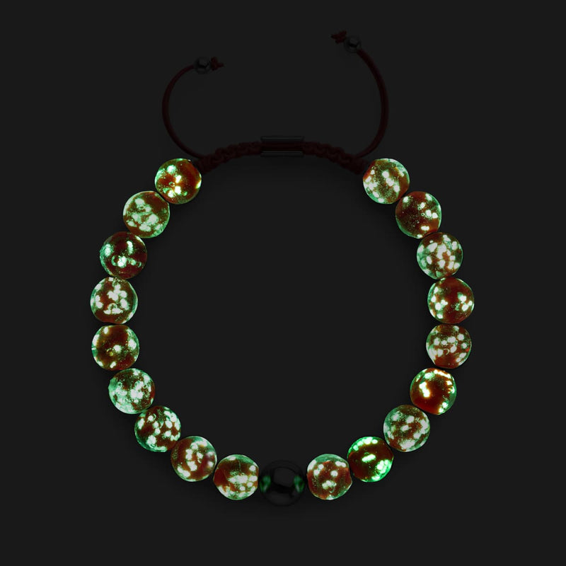 Pourpre | Argent | Bracelet macramé verre luciole