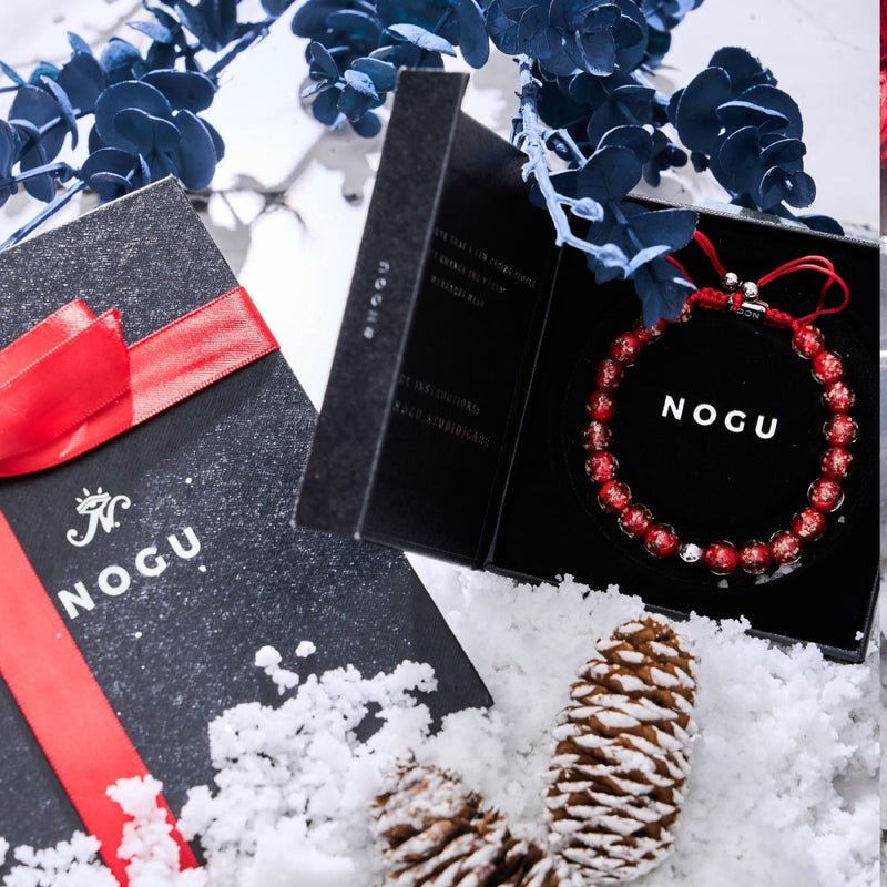 Pourpre | Argent | Bracelet macramé verre luciole