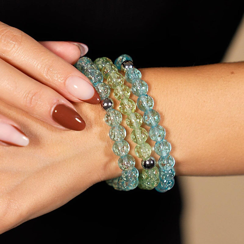 À feuilles persistantes | Argent sterling .925 | Bracelet Verre Luciole