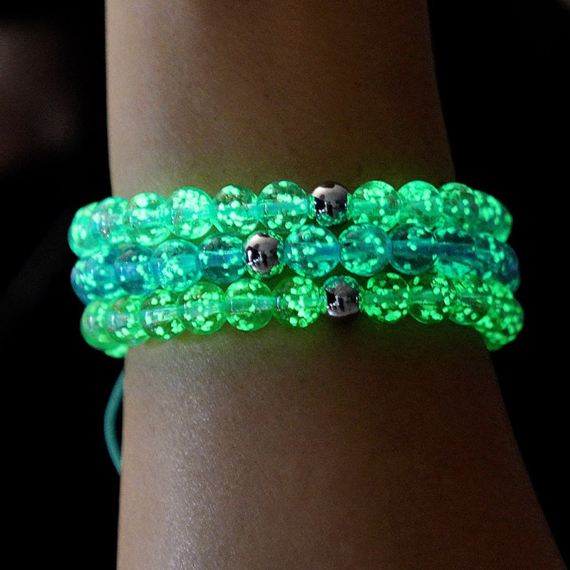 À feuilles persistantes | Argent | Bracelet macramé verre luciole