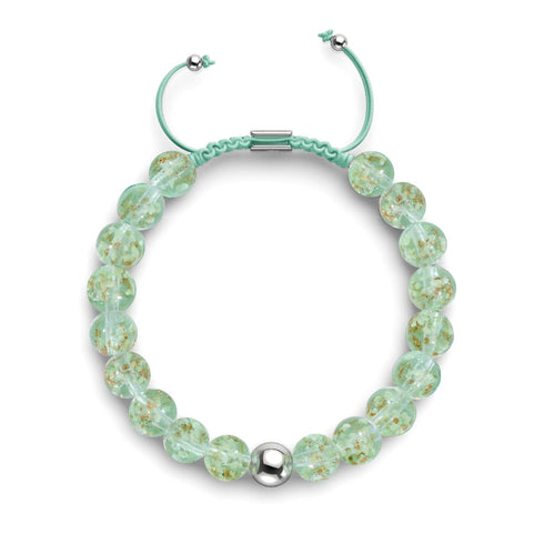 À feuilles persistantes | Argent | Bracelet macramé verre luciole