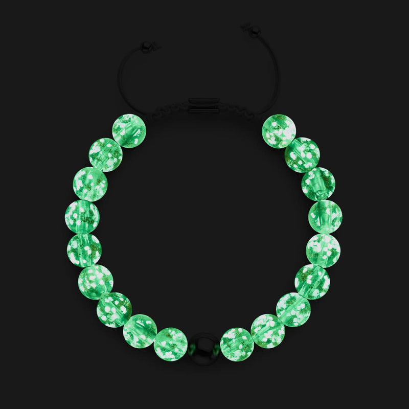 À feuilles persistantes | Argent | Bracelet macramé verre luciole