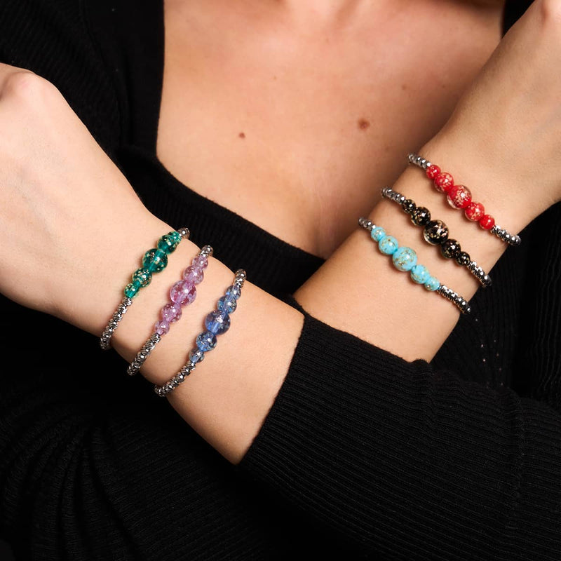 Indigo | Silver | Firefly Glass Cascade Bracelet