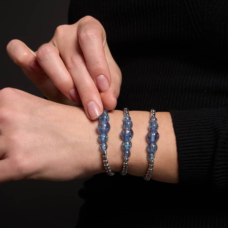 Indigo | Argent | Bracelet Cascade de Verre Luciole