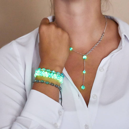 Dans les nuages | Céruléen x Ivoire | Bracelet Verre Double Luciole