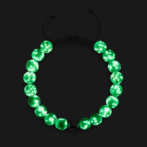 Ivoire | Argent | Bracelet macramé verre luciole