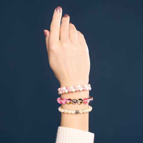 Ivoire | Argent | Bracelet macramé verre luciole
