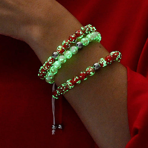 Ivoire | Argent | Bracelet macramé verre luciole