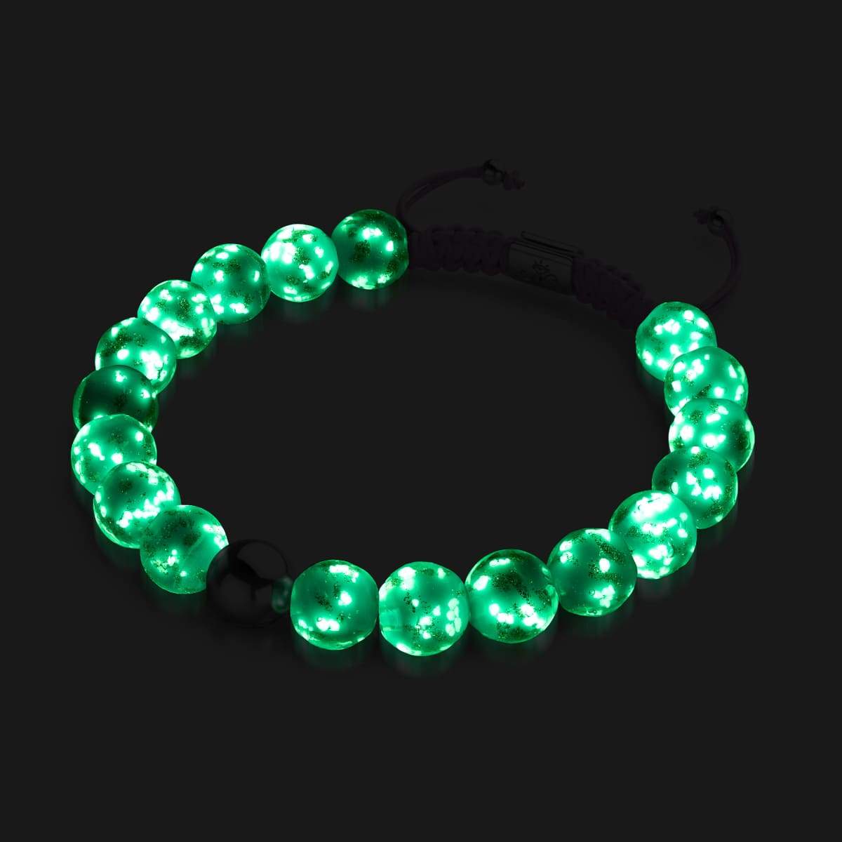 Ivoire | Argent | Bracelet macramé verre luciole