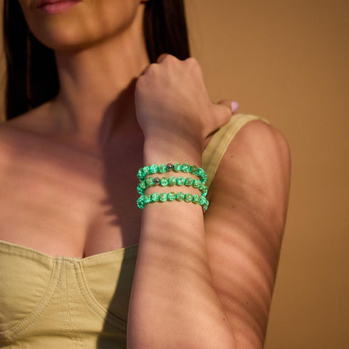 Kiwi | .925 Sterling Silver | Firefly Glass Bracelet