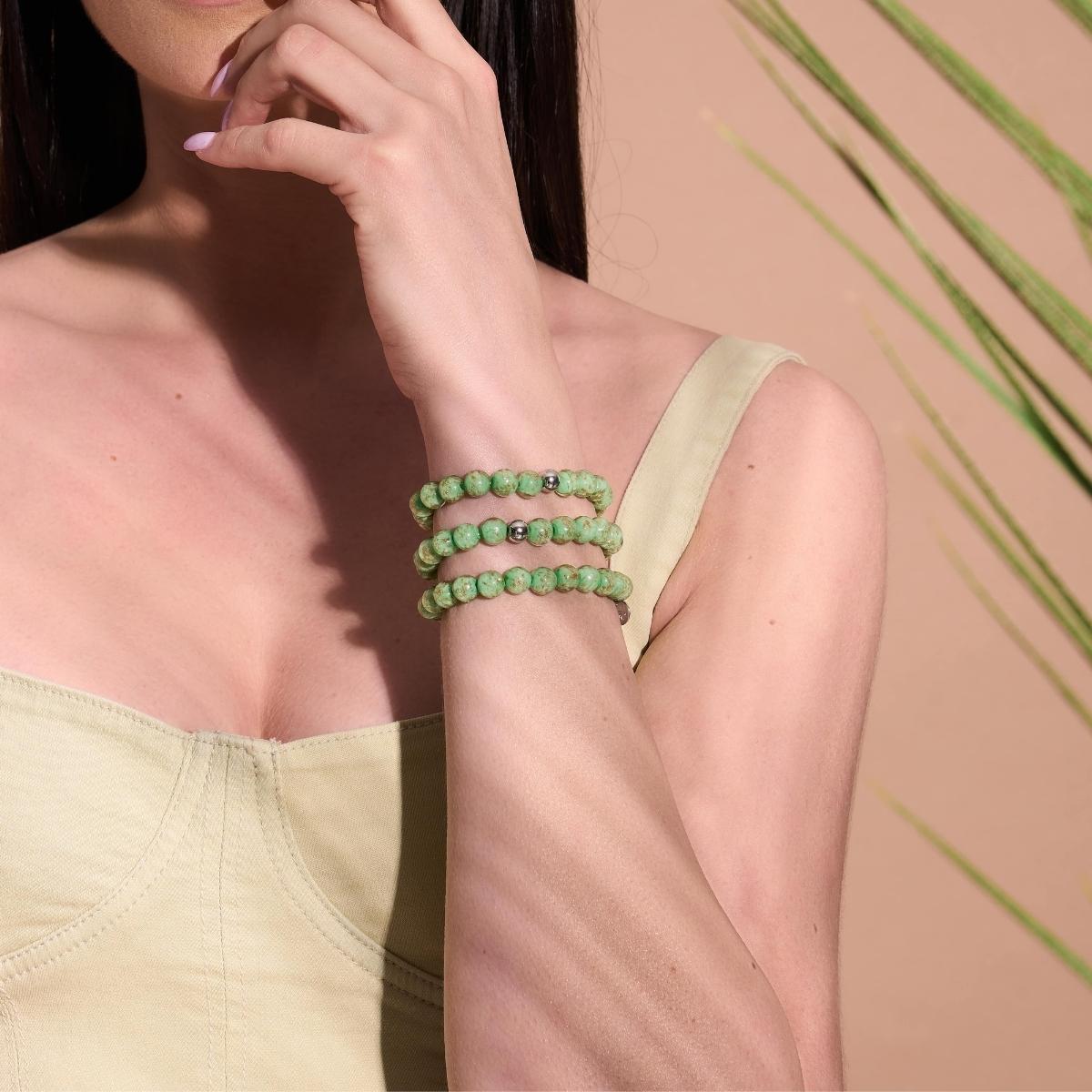 Kiwi | Argent sterling .925 | Bracelet Verre Luciole