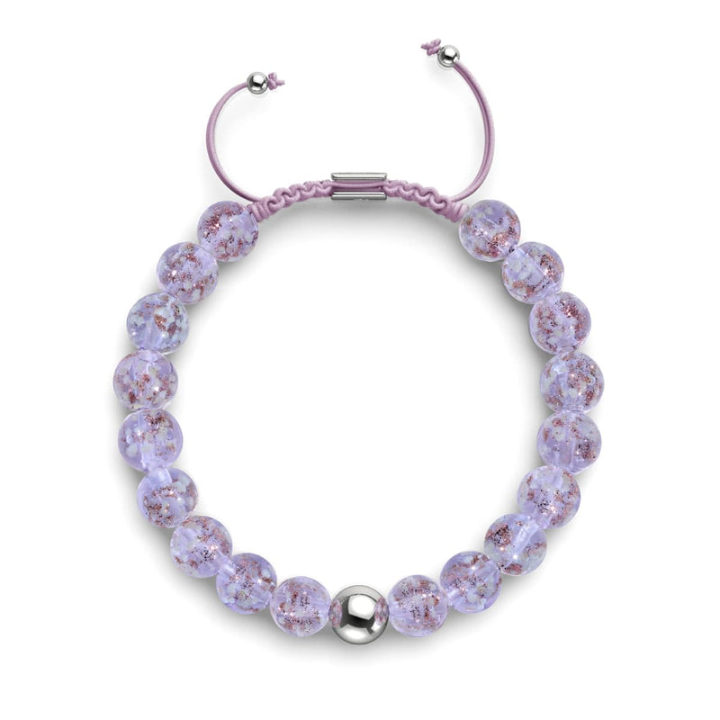 Lilas | Argent | Bracelet macramé verre luciole