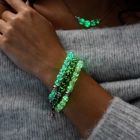 Lilas | Argent | Bracelet macramé verre luciole