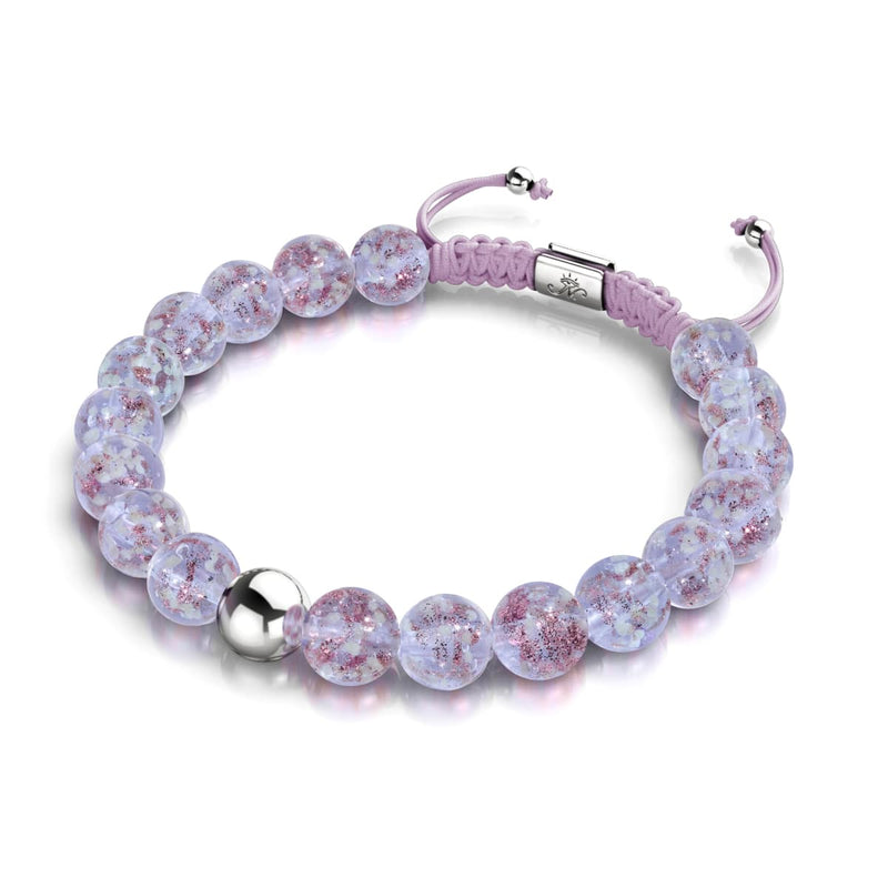 Lilas | Argent | Bracelet macramé verre luciole