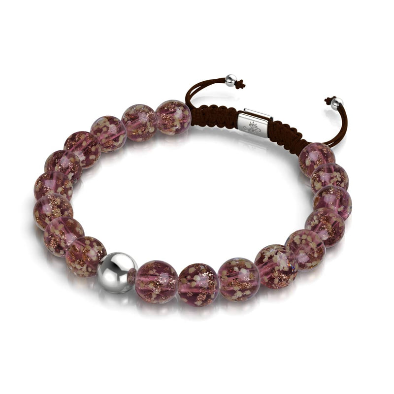 Merlot | Argent | Bracelet macramé verre luciole